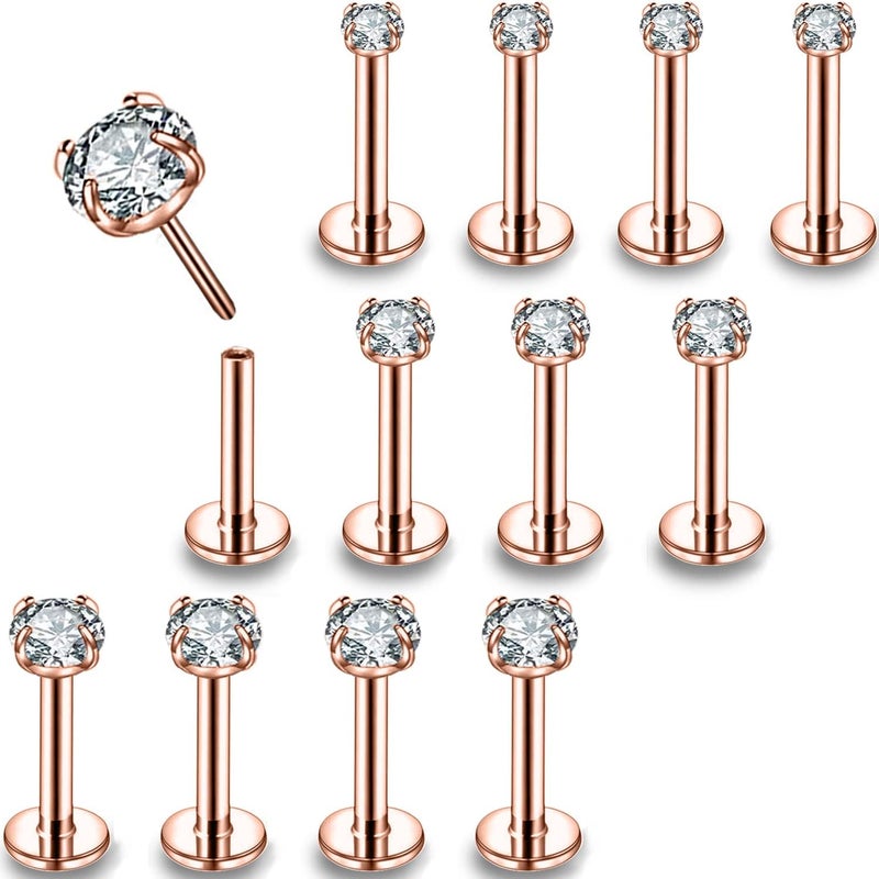PunkTracker 16g/18g/20g Threadless Lip Rings Tragus Earrings Surgical Steel Helix Conch Cartilage Earrings Monroe Piercing Jewelry for Women Men Labret Studs - Image 1